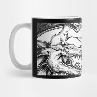 Cat with Pet Dragon Roasting Fish Mug